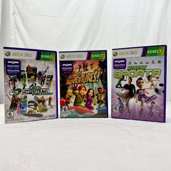 XBOX 360 Kinect Sports Game Bundle of 3 Discs Sports Deca Sports Adventure - Picture 1 of 10